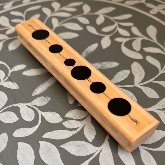 Wooden Stamp with Black Circle Design - Picture 1 of 6